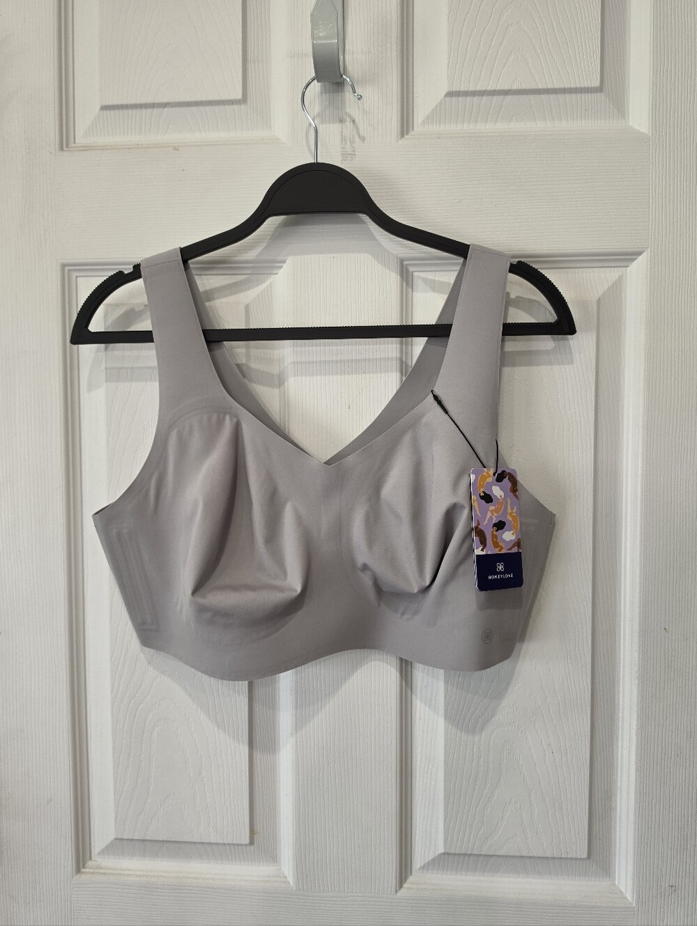 The Honeylove V-Neck Bra Seamless Light Gray Size 2X 42C/D NWT